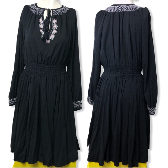 Torrid Black Long Sleeve Tassel Embroidered Dress Size 0X - Picture 2 of 12